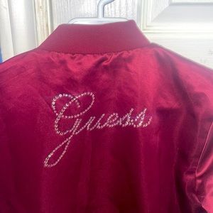 💜guess maroon silk bomber jacket